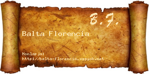 Balta Florencia névjegykártya